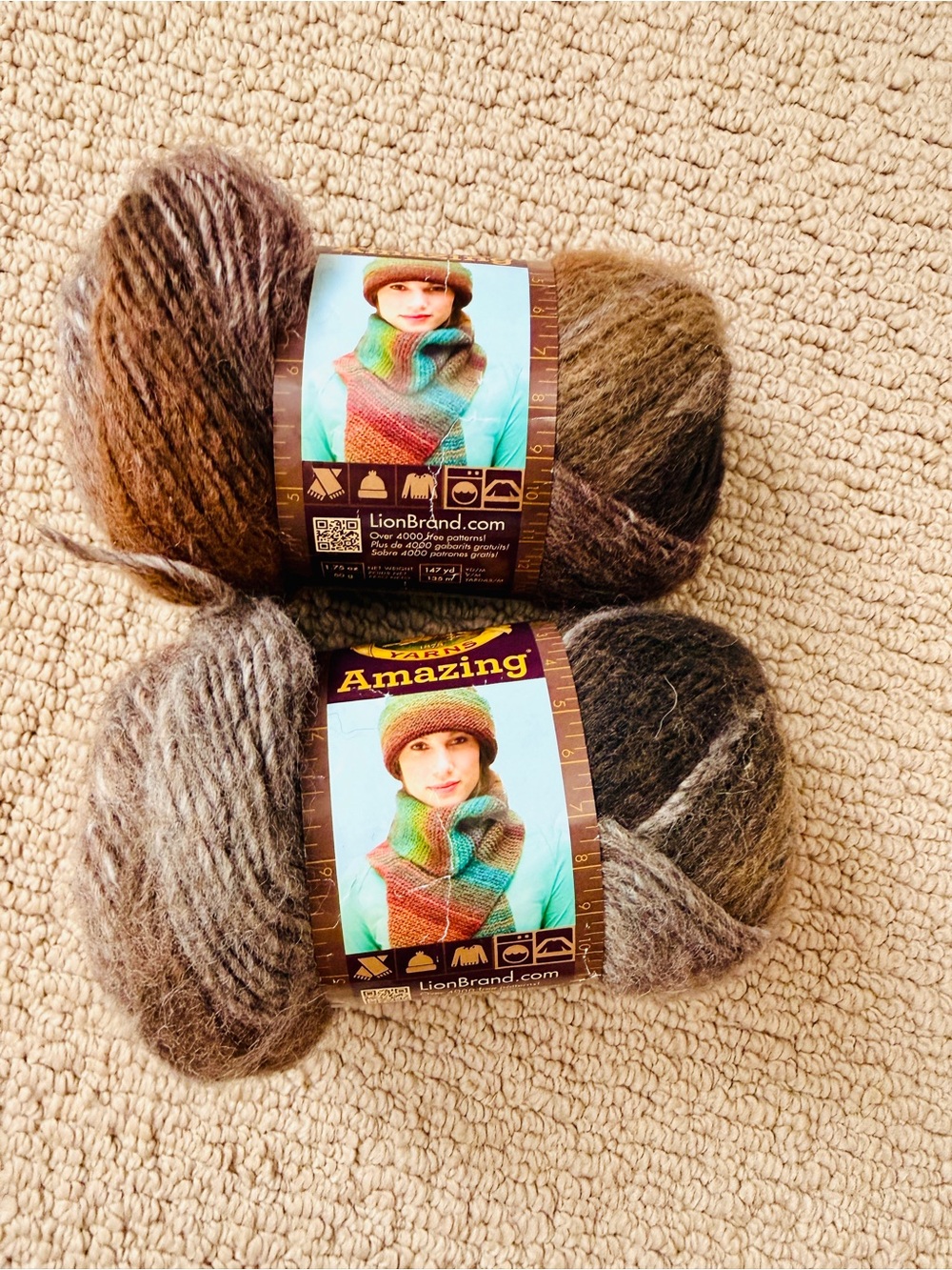 Lion Brand Amazing Women's Brown Ombre Sweater Yarn